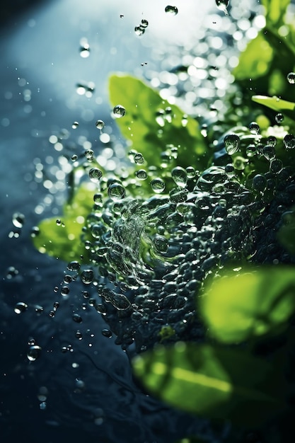 Closeup of water pouring in nature AI generative