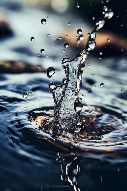 Closeup of water pouring in nature ai generative