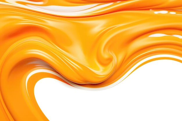 Closeup of waves of orange juice on white background generative ai