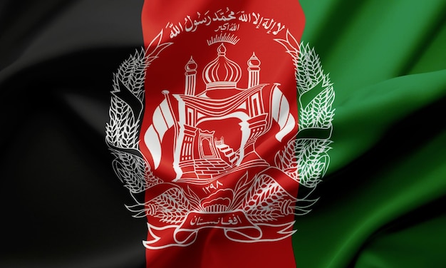 Closeup Waving Flag of Afganistan