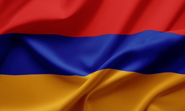 アルメニアの国旗を振る クローズアップ