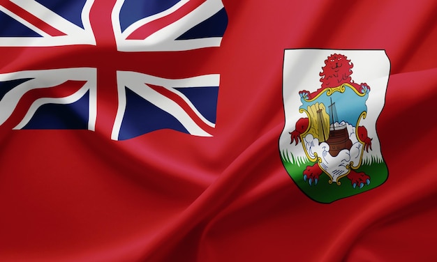 Closeup Waving Flag of Bermuda