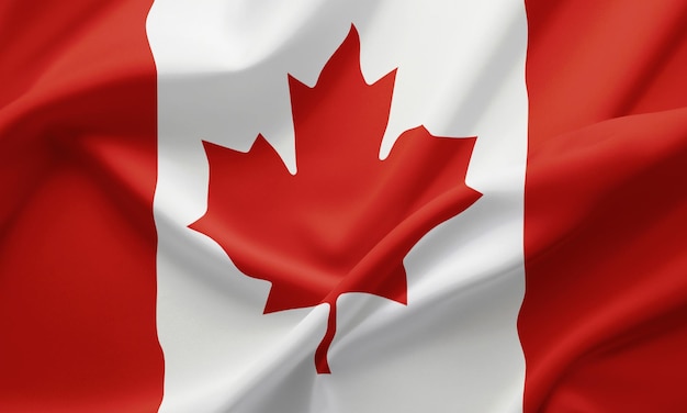 Photo closeup waving flag of canada