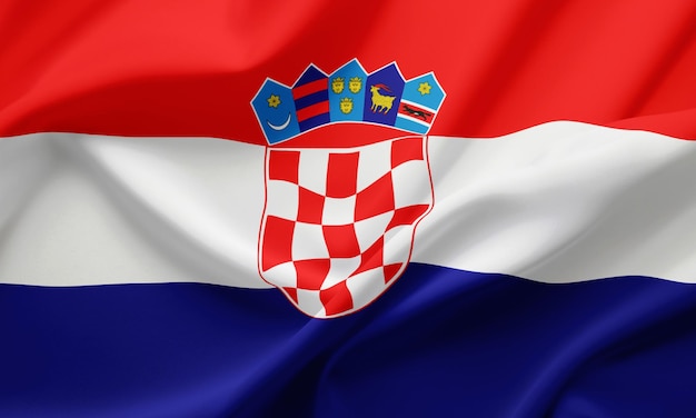 Closeup Waving Flag of Croatia