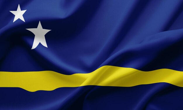 Closeup Waving Flag of Curacao