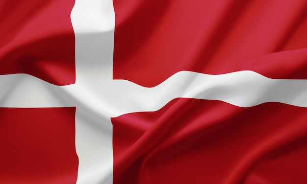 Photo closeup waving flag of denmark