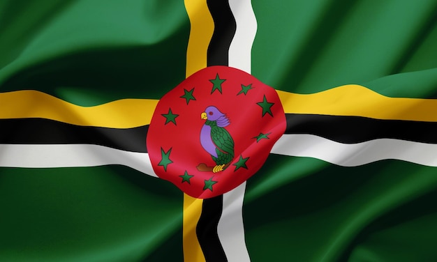 Closeup Waving Flag of Dominica