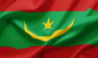 Photo closeup waving flag of mauritania