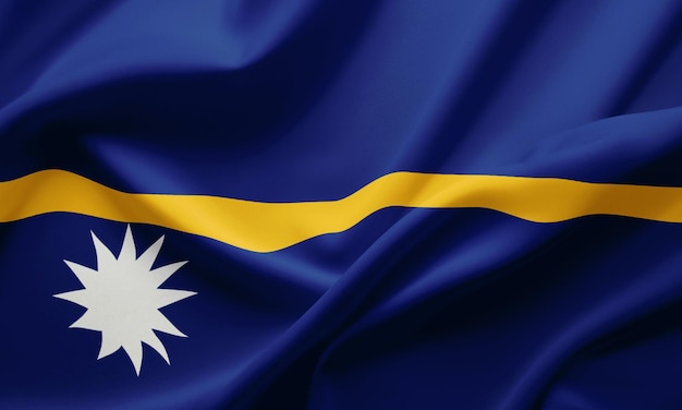 Closeup Waving Flag of Nauru