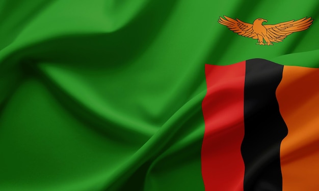 Фото Крупный кадр, размахивающий флагом замбии