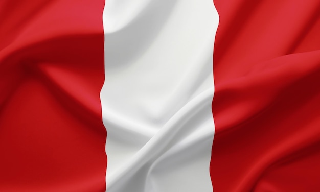 Photo closeup waving flag of peru