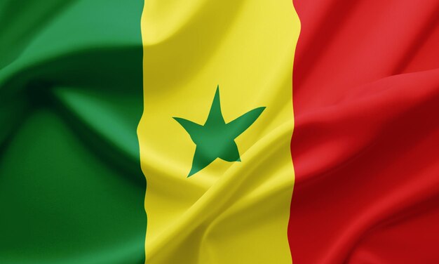 Closeup Waving Flag of Senegal