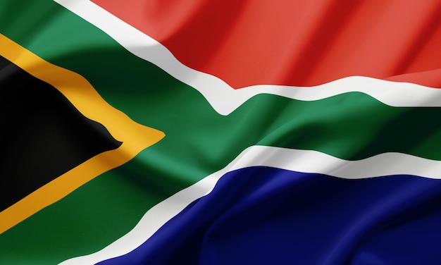 Photo closeup waving flag of south africa