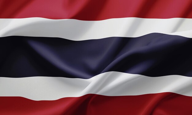 タイの国旗を振る クローズアップ