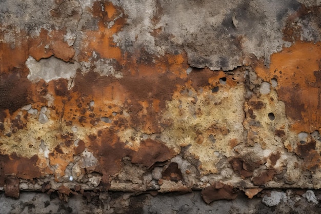 Closeup of Weathered Concrete Surface with Rusty Metal Accents