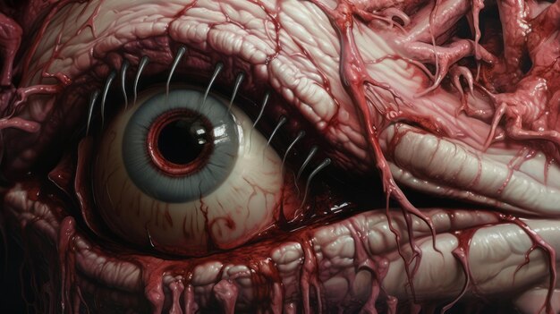 Closeup Of Weird Horror Realistic Hyperdetail Zombiecore 8k 3d Illustrations