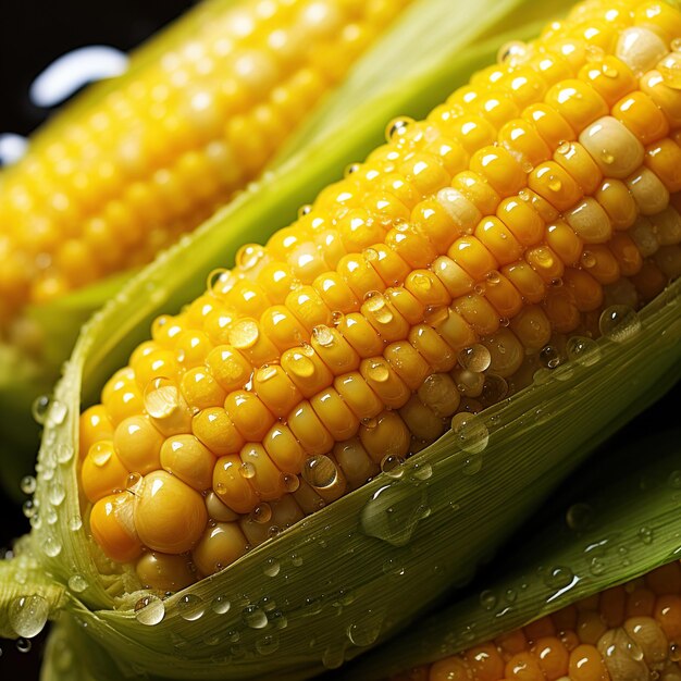 Closeup of wet corn