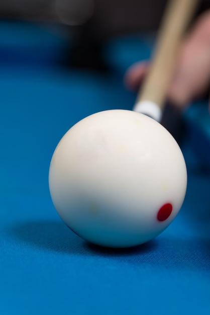 CloseUp Of A White Ball Waiting To Shoot