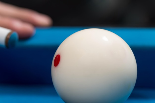 CloseUp Of A White Ball Waiting To Shoot