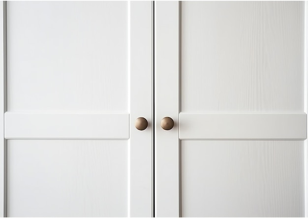 Photo closeup of white cupboard wooden doors