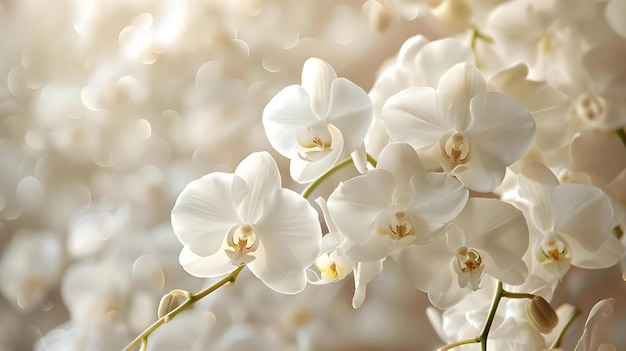 Closeup of white orchid flowers creating a textured background Concept Floral Photography Orchid Closeup Texture Background White Flowers