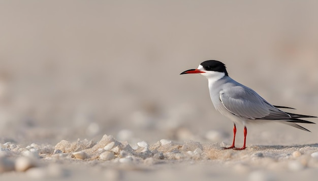 Photo closeup of a whitecheeked tern perched on the ground