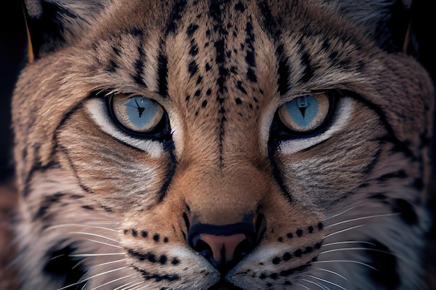 Closeup of wild animals face with its eyes and whiskers in full view