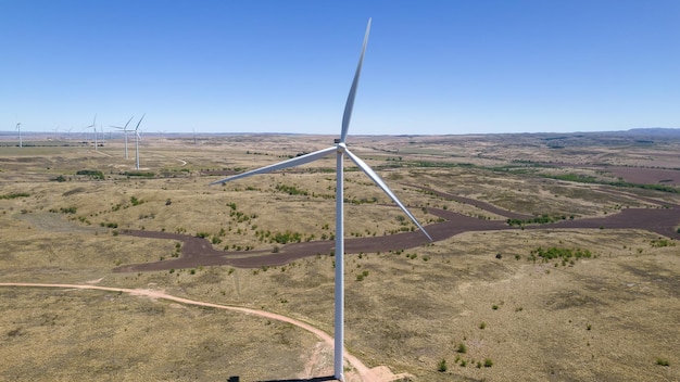 Closeup of wind generator aerial view