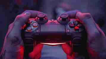 Photo closeup of a wireless gaming controller in hands