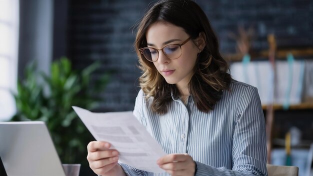 文書を調べている女性のクローズアップ