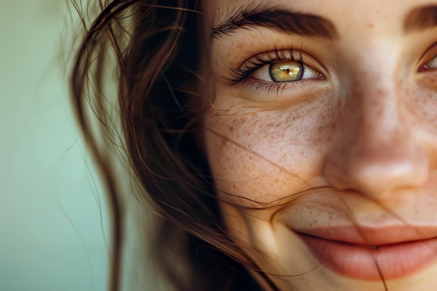 closeup of a woman face with a smile