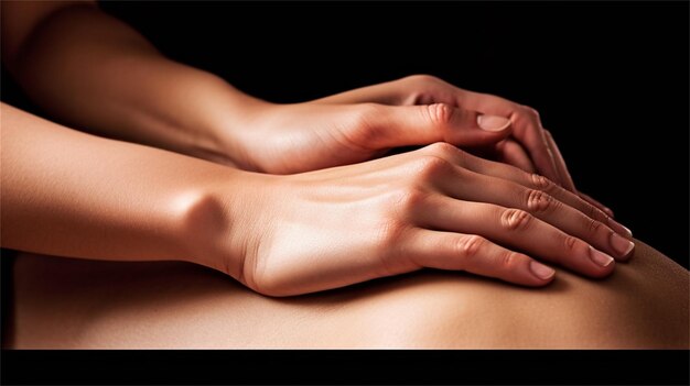 Foto close-up di una donna che fa un massaggio in un salone termale