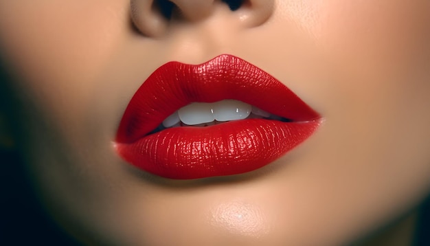 A closeup of a woman's beautiful red lips