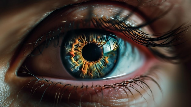 Closeup of a woman's blue eye Macro shotgenerative ai