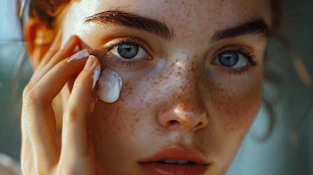 Closeup of Womans Eye with Freckles Detailed closeup of a young womans eye highlighted by natu