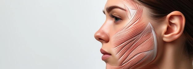 CloseUp of Womans Face With Drawn Lines