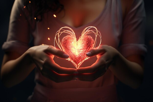 Closeup of a womans hands creating a heart shape w 00155 02