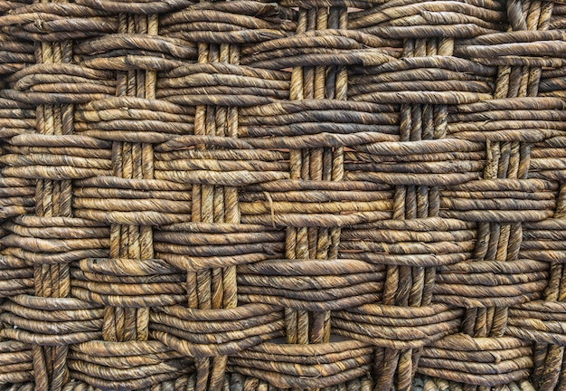 Photo closeup wood weaved basket texture background