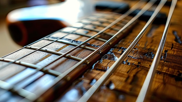 CloseUp of Wooden Bass Guitar