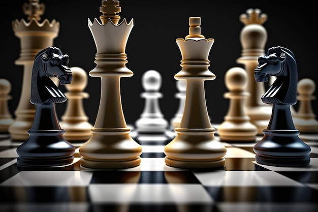 Premium AI Image  Closeup Wallpaper chess pieces on a board