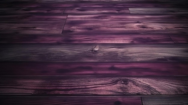 A closeup of a wooden floor with a vibrant purple paint coating Generative ai