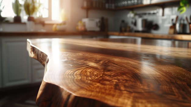 CloseUp of a Wooden Kitchen Table