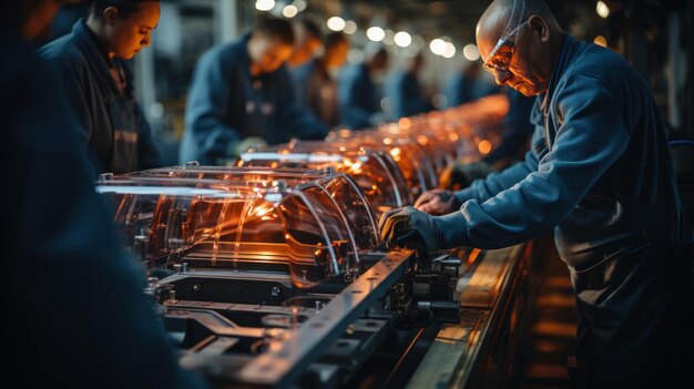 Photo a closeup of a worker's hands as they assemble a product created with generative ai