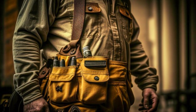 Closeup of Worker with Tool Belt and Equipment