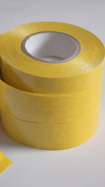 Closeup yellow duck tape with flat lay