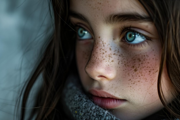 CloseUp of Young Girl With Freckles