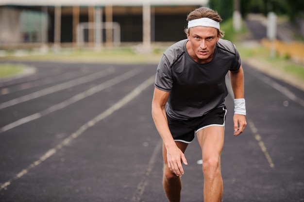 Closeup of a young runner