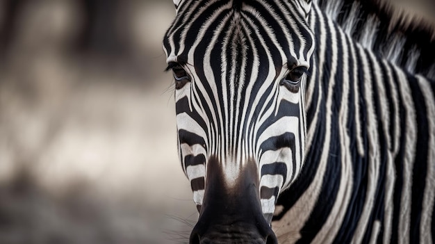 Closeup zebras black and white stripes AI generated