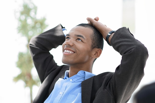 Closeupdreaming of a businessman sitting at a Desk