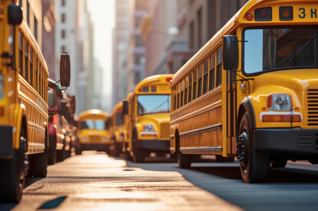 Closeups of school buses and transportation